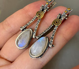 Moon stone earrings jewelry High quality SILVER 925 gold plated