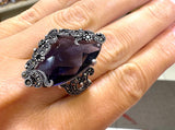 EARRINGS Very long  jewelry Marcasite  Purple SILVER 925