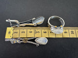Moon stone jewelry Set earrings and ring SILVER 925 gold plated