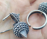 Prickly ring adjustable, Sterling silver 925