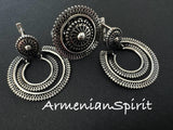 Set Silver 925 Round earrings with English lock and Small ring