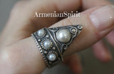 Set of 8 rings Sterling silver 925 Adjustable With artificial white pearl stones