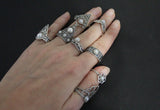 Set of 8 rings Sterling silver 925 Adjustable With artificial white pearl stones