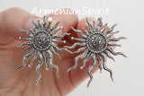Silver sun set 925 Earrings English lock and ring black silver