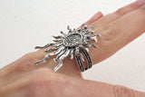Silver sun set 925 Earrings English lock and ring black silver