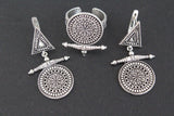 Ethnic earrings and ring round Sterling silver 925