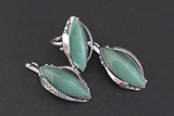 Real jade green Earrings Silver 925 nephrite gemstone