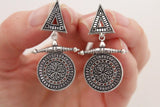 Ethnic earrings and ring round Sterling silver 925