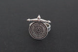 Ethnic earrings and ring round Sterling silver 925