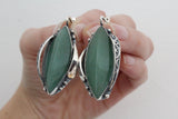 Real jade green Earrings Silver 925 nephrite gemstone