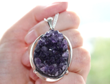 Pendant Amethyst druse jewelry purple silver 925