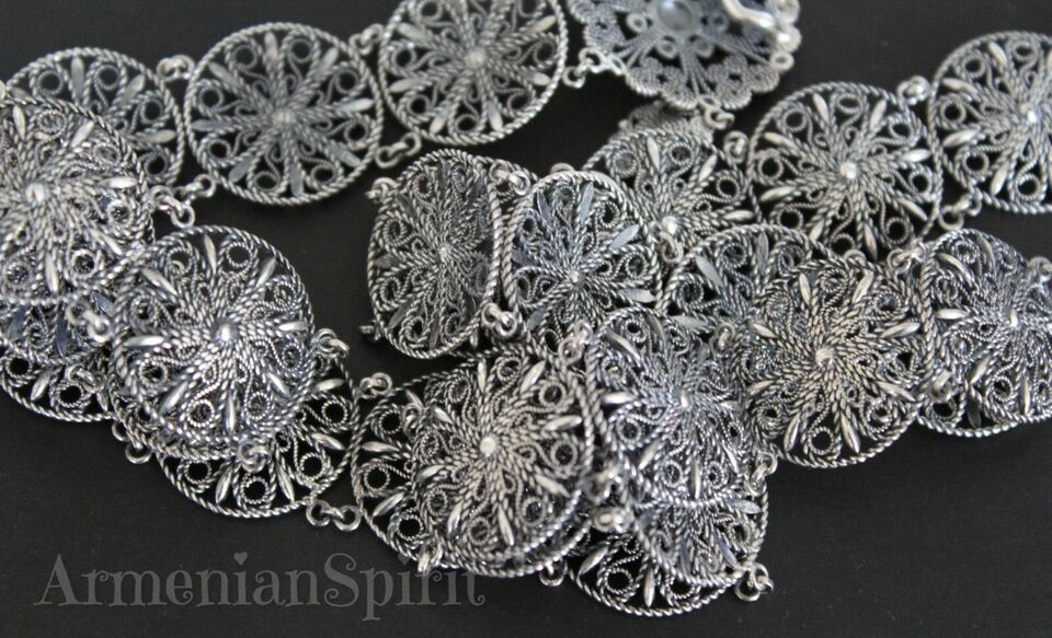 Belt filigree Armenian handmade Sterling Silver 925 Women  display picture 3