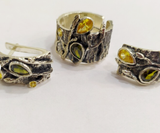 Earrings Silver 925 green yellow zircon