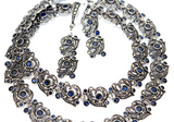 Necklace SET Sterling silver 925 marcasite blue topaz