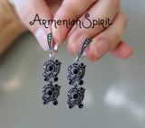 Necklace SET Sterling silver 925 marcasite blue topaz