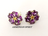 Indulge in your love for unique and meaningful jewelry with our 925 silver flower earrings from Armenia. Each earring features a delicate purple forget-me-not, a powerful symbol of the country's tragic past. These small studs are expertly crafted for non-irritating wear, providing both style and comfort.