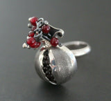 Silver 925 Pomegranate earring ring pendant With chain