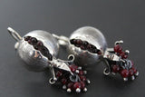 Silver 925 Pomegranate earring ring pendant With chain