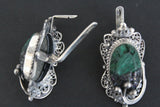 Upgrade your jewelry collection with our high quality 925 silver pieces from Armenia. These stunning velvet green malachite earrings feature vintage filigree, giving them a timeless and unique look. Add a touch of elegance to any outfit with these beauties, reminiscent of treasures from your grandmother's treasure box.
