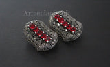 Ring red topaz Silver 925 Marcasite