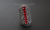Ring red topaz Silver 925 Marcasite