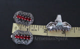 Ring red topaz Silver 925 Marcasite