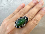 Ring earring green jade silver 925