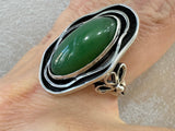 Ring earring green jade silver 925