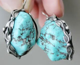 Earrings natural turquoise Sterling silver 925