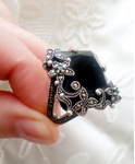 Ring black onyx Silver 925 marcasite