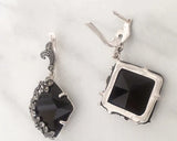 Black marcasite ring sterling silver 925 floral