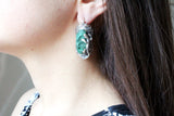 Jewelry SET Earrings Ring  lizard salamander Sterling silver 925 velvet malachite