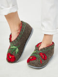 Slippers sheep wool 100% WIDE red poppy chuni women