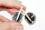 Silver 925 Ring Earrings Black onyx