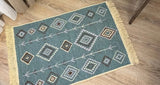 Decorative rug with geometric  Armenian pattern on a wooden floor