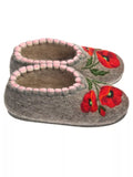 Slippers sheep wool 100% WIDE red poppy chuni women