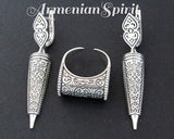 Earrings ring ethnic SET Silver 925 Armenian Spirit