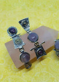 Amethyst earrings silver 925 with gilded details.