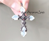 white stones pendant cross silver 925