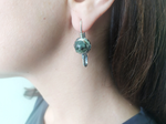 Earrings hooked ring Green prehnite Silver 925 gold plated