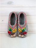 Chuni sheep wool 100% gray slippers Аcorns