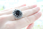 Silver 925 Ring Earrings Black onyx