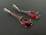 Earrings Silver 925 Red stone Marcasite