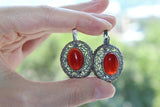 buy carnelian oval cabochon earrings silver 925