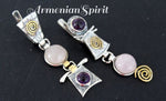 Set silver 925 Earrings ring Amethyst pink quartz