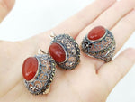 Buy handmade silver jewelry earrings and ring with oval carnelian natural gem