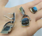 Earrings ring silver 925 Labradorite Armenian Spirit