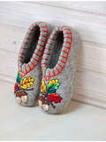 Chuni sheep wool 100% gray slippers Аcorns