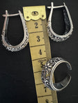 Set Ring Earrings floral Silver 925