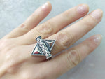 Set Ring Earrings rhombus Silver 925